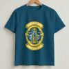 Enjoy Your Coffee Retro Round Neck T-Shirt - Petrol Blue - Front View Enjoy Your Coffee Retro Round Neck T-Shirt - Petrol Blue - Front View