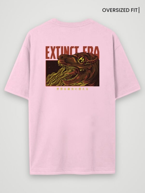 extinct era oversized t-shirt light baby pink back