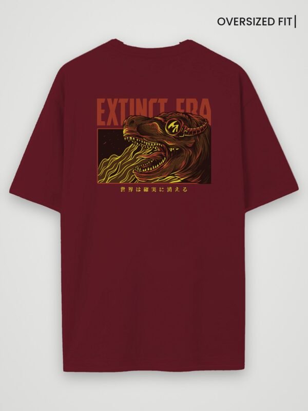 extinct era oversized t-shirt maroon back