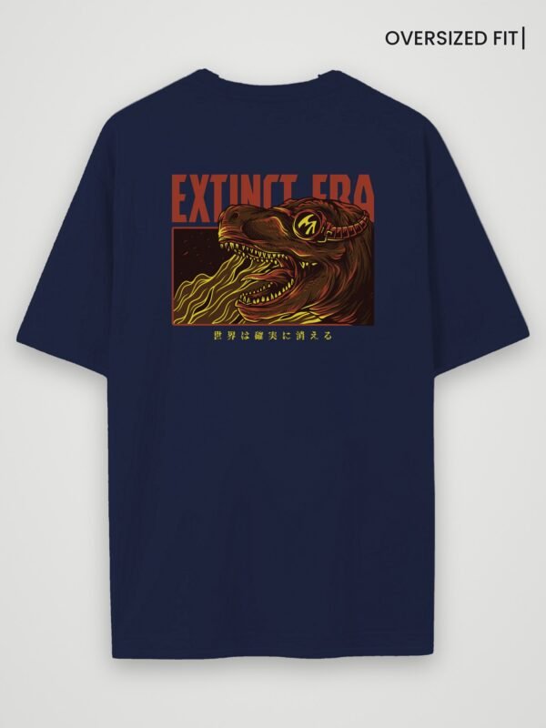 extinct era oversized t-shirt navy blue back