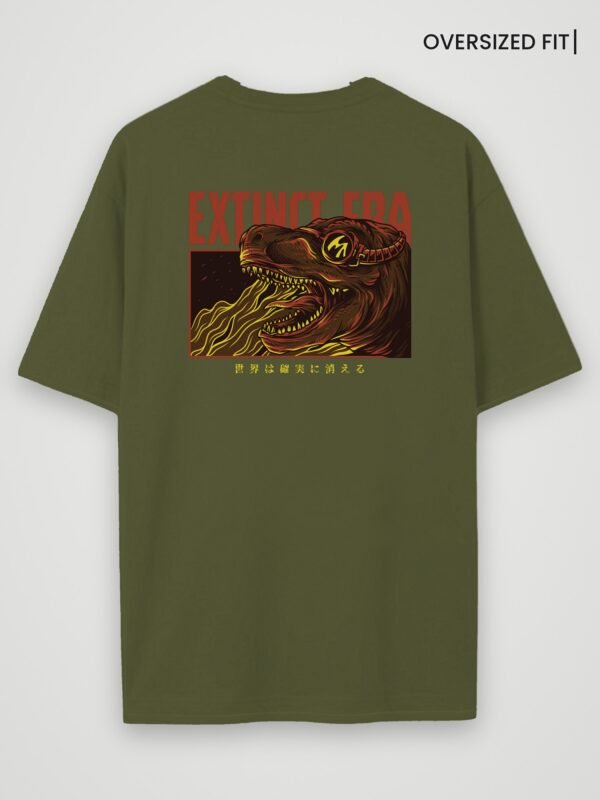 extinct era oversized t-shirt olive green back