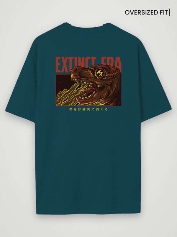 extinct era oversized t-shirt petrol blue back