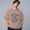 Extreme Biker Freestyle Retro Round Neck T-Shirt in mushroom, front view – Kool Kameez