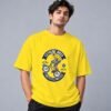 Extreme Biker Freestyle Retro Round Neck T-Shirt in new yellow, front view – Kool Kameez