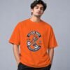 Extreme Biker Freestyle Retro Round Neck T-Shirt in orange, front view – Kool Kameez