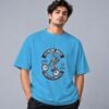 Extreme Biker Freestyle Retro Round Neck T-Shirt in skyblue, front view – Kool Kameez