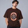 Eat Sleep Ride Motocross Retro Round Neck T-Shirt in coffee brown, front view – Kool Kameez