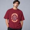 Eat Sleep Ride Motocross 240 GSM Oversized Tee in maroon, front view – Kool Kameez