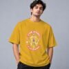 Eat Sleep Ride Motocross 240 GSM Oversized Tee in mustard yellow, front view – Kool Kameez