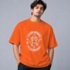 Eat Sleep Ride Motocross Retro Round Neck T-Shirt in orange, front view – Kool Kameez