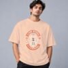 Eat Sleep Ride Motocross Retro Round Neck T-Shirt in peach, front view – Kool Kameez