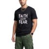 Faith Over Fear Statement Round Neck T-Shirt in Black, front view