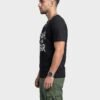 Faith Over Fear Statement Round Neck T-Shirt in Black, side view
