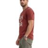 Faith Over Fear Statement Round Neck T-Shirt in Brown, side view