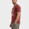 Faith Over Fear Statement Round Neck T-Shirt in Brown, side view