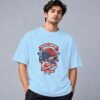 Football Champion League 240 GSM Oversized Tee in baby blue, front view – Kool Kameez