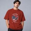 Football Champion League Retro Round Neck T-Shirt in brick red, front view – Kool Kameez