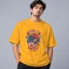 Football Champion League 240 GSM Oversized Tee in golden yellow, front view – Kool Kameez