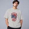Football Champion League 240 GSM Oversized Tee in grey melange, front view – Kool Kameez