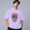 Football Champion League 240 GSM Oversized Tee in lavender, front view – Kool Kameez