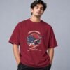 Football Champion League 240 GSM Oversized Tee in maroon, front view – Kool Kameez