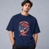 Football Champion League 240 GSM Oversized Tee in navy blue, front view – Kool Kameez