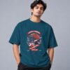 Football Champion League 240 GSM Oversized Tee in petrol blue, front view – Kool Kameez
