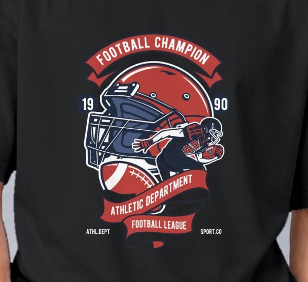Football Champion League 240 GSM Oversized Tee, print close-up – Kool Kameez