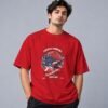 Football Champion League 240 GSM Oversized Tee in red, front view – Kool Kameez