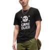 Game Over Pixel Skull Round Neck T-Shirt in Black, front view
