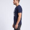 Game Over Pixel Skull Round Neck T-Shirt in Navy Blue, side view