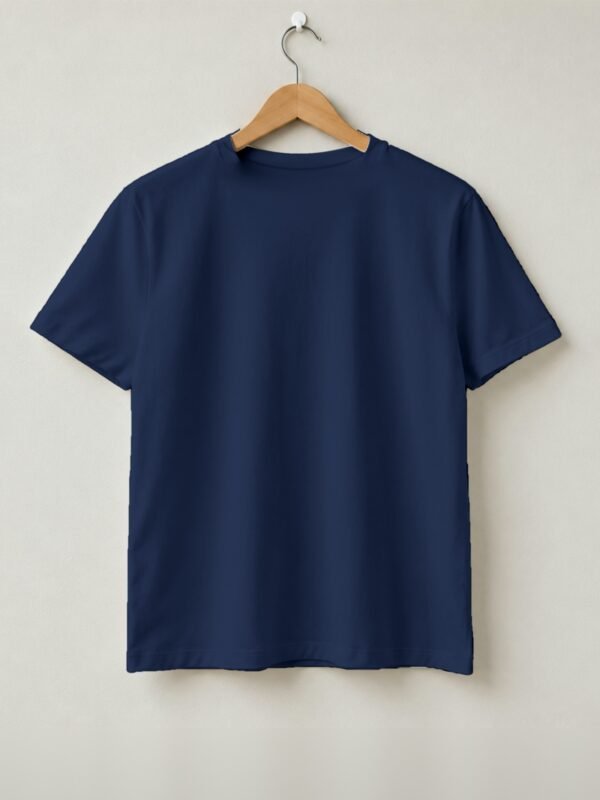 Garage Power Motorcycle Retro Round Neck T-Shirt - Navy Blue - Back View