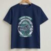 Garage Power Motorcycle Retro Round Neck T-Shirt - Navy Blue - Front View