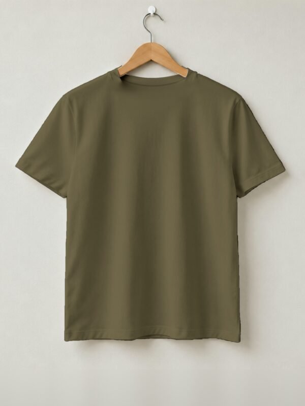 Garage Power Motorcycle Retro Round Neck T-Shirt - Olive Green - Back View