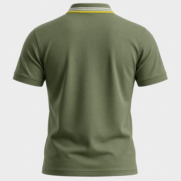 getprint_Olive Green back Olive Green with Striped Tipped Polo - 220 GSM – Kool Kameez