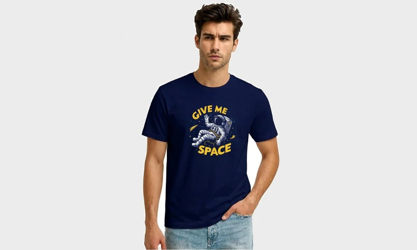 Give Me Space round neck tee in navy