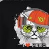 i love music cat yo round neck tshirt fabric detail i love music cat yo round neck tshirt fabric detail