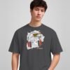 i-love-music-eagle-round-neck-tshirt-charcoal-melange-full I Love Music eagle round neck t-shirt in charcoal melange, front