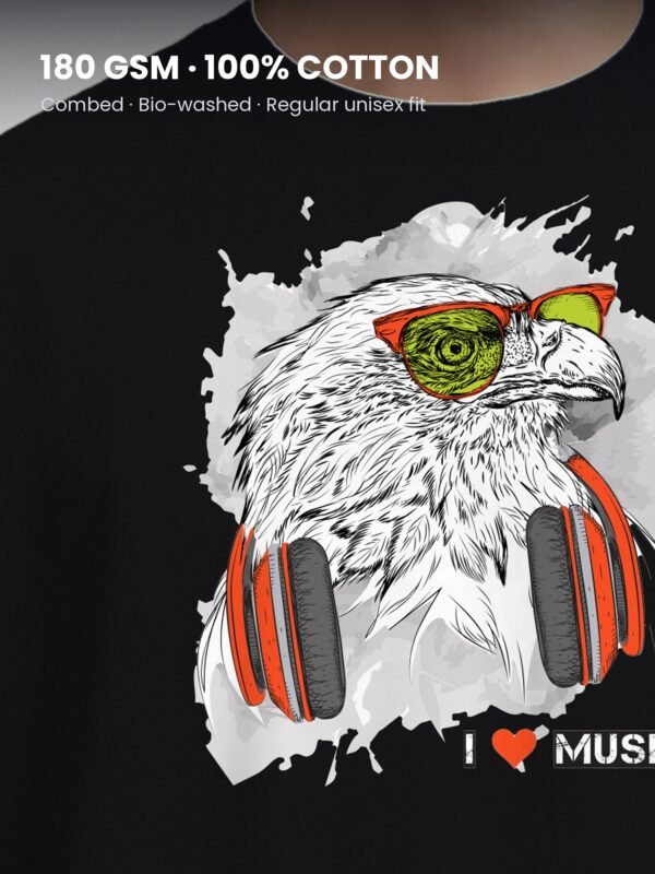 i love music eagle round neck tshirt fabric detail i love music eagle round neck tshirt fabric detail
