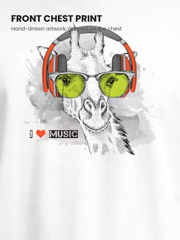 i love music giraffe round neck tshirt print detail i love music giraffe round neck tshirt print detail