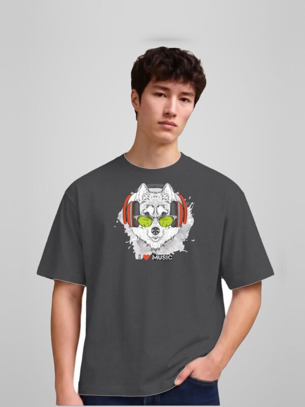 i-love-music-husky-round-neck-tshirt-charcoal-melange-full I Love Music husky round neck t-shirt in charcoal melange, front