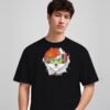I Love Music husky yo round neck t-shirt in black, front