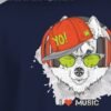 i love music husky yo round neck tshirt fabric detail