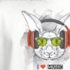 i love music rabbit round neck tshirt fabric detail