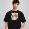 I Love Music rabbit yo round neck t-shirt in black, front