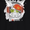 i love music rabbit yo round neck tshirt print detail