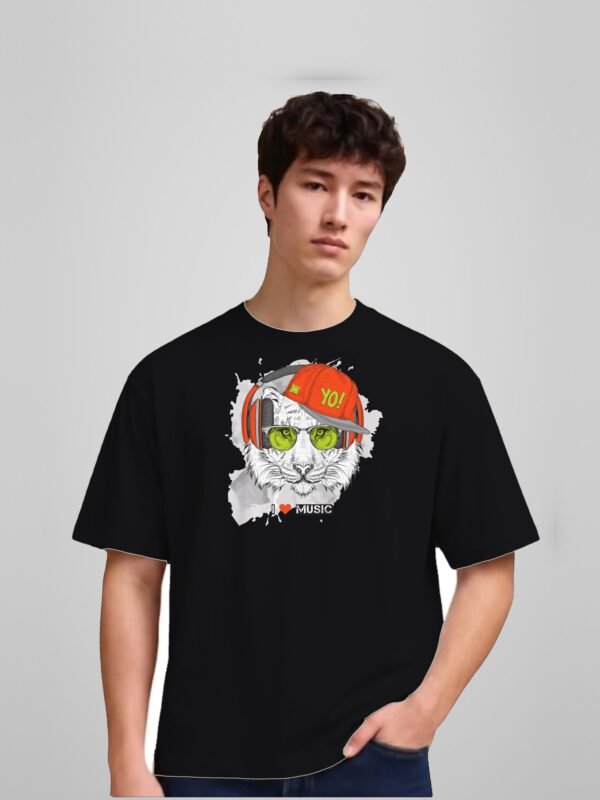 I Love Music Tiger Yo Round Neck T-Shirt