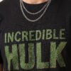 Incredible Hulk Textured Print Round Neck T-Shirt in Black, textured print close-up Incredible Hulk Textured Print Round Neck T-Shirt in Black, textured print close-up