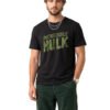Incredible Hulk Textured Print Round Neck T-Shirt in Black, front view Incredible Hulk Textured Print Round Neck T-Shirt in Black, front view