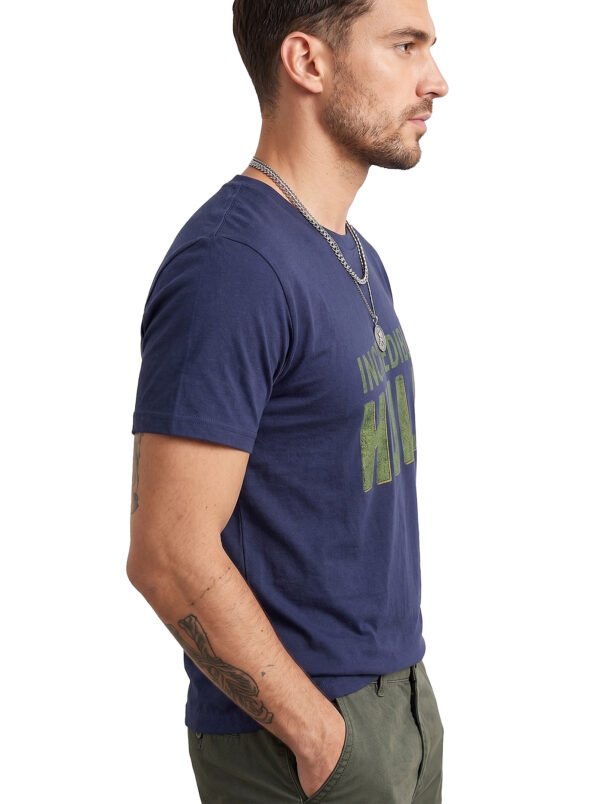 Incredible Hulk Textured Print Round Neck T-Shirt in Navy Blue, side view Incredible Hulk Textured Print Round Neck T-Shirt in Navy Blue, side view